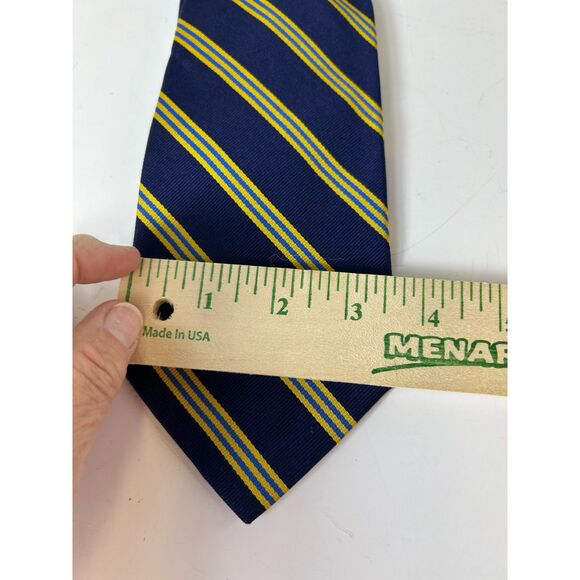 Brooks Brothers Navy with Yellow Royal Blue Stripes Classic Silk Tie - Picture 8 of 9